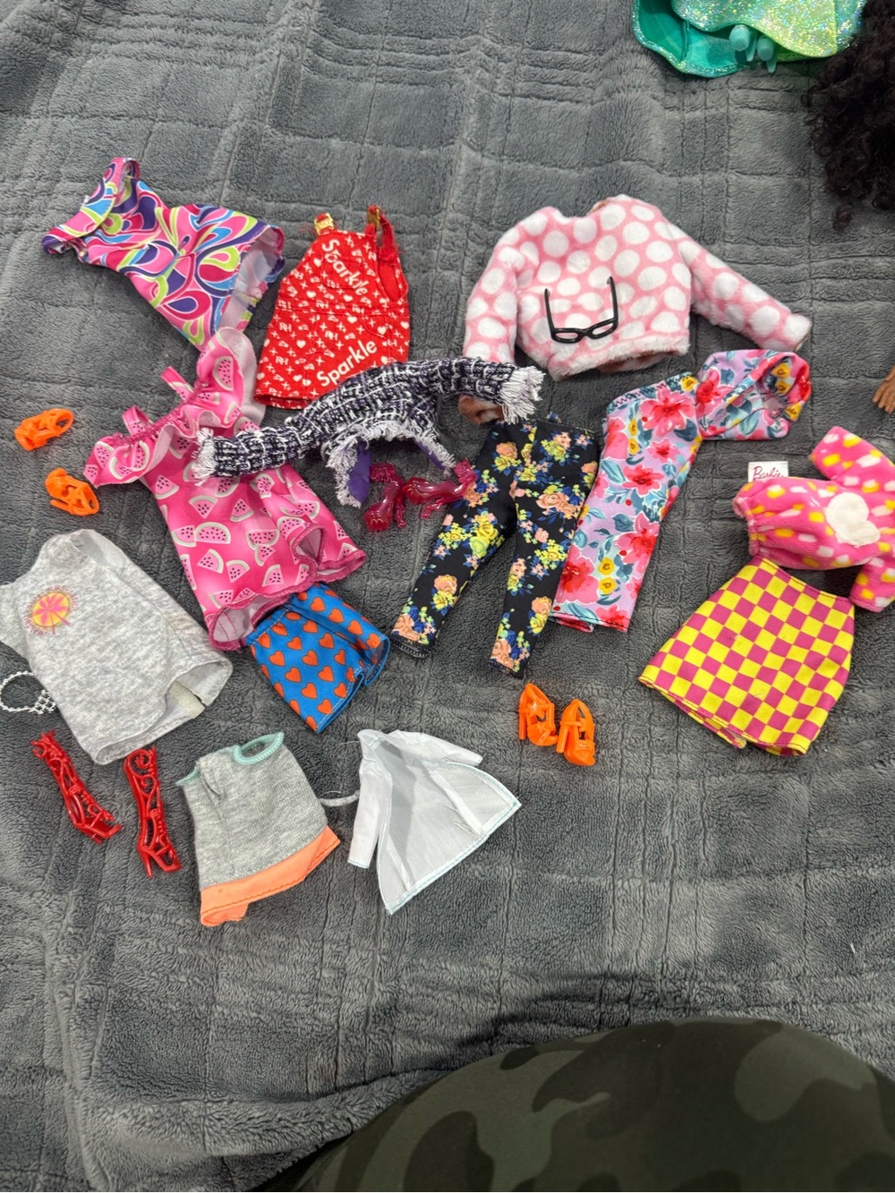 Barbie Pink Polka Dot Sweater with Glasses Print & Mixed Outfit Lot